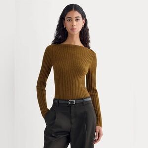 Everlane Boatneck Cashmere Sweater in Toffee Small